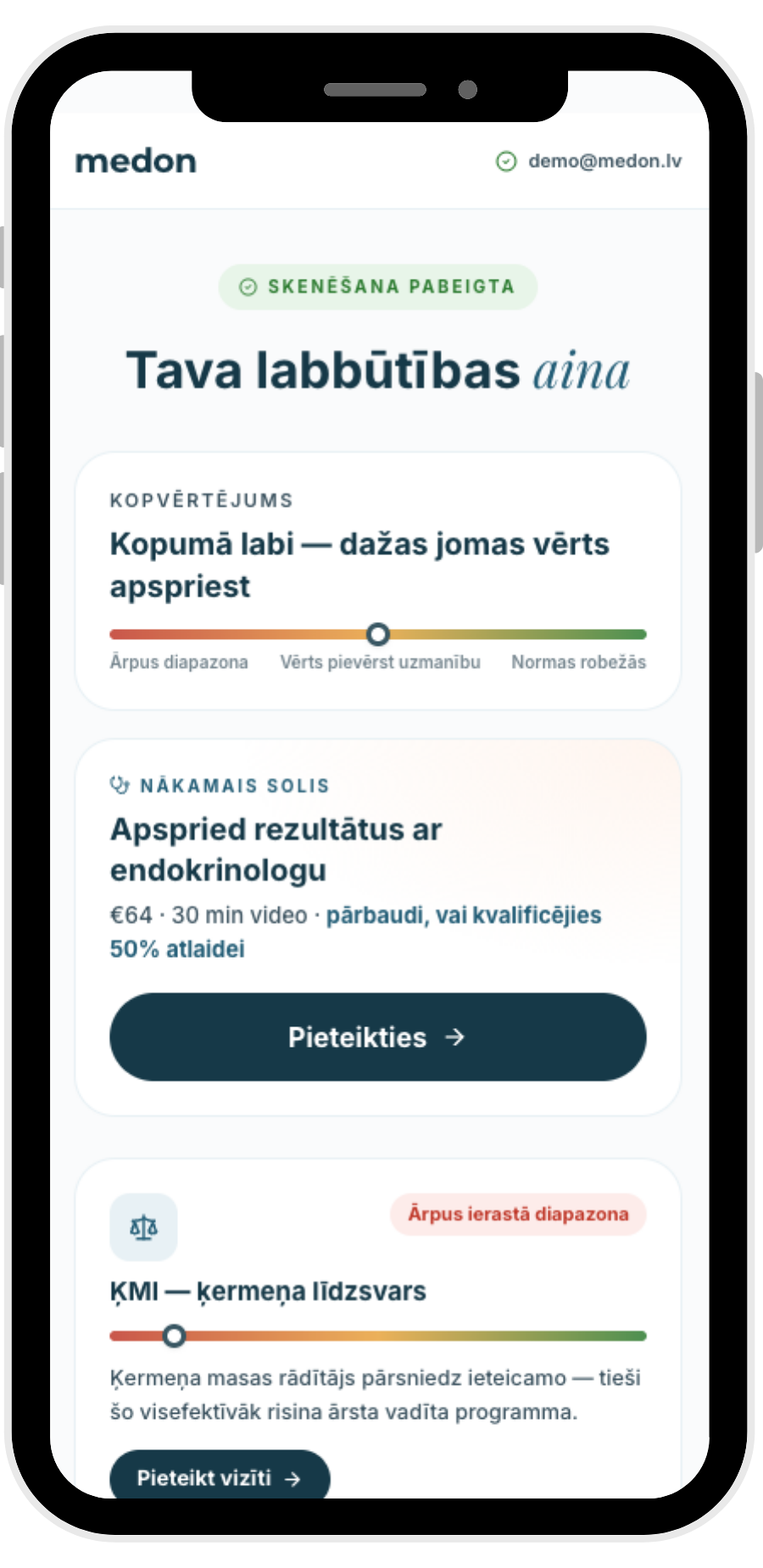Skenera rezultātu lapas piemērs